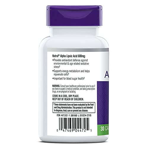 Natrol Alpha Lipoic Acid 600mg - Pack of 30 Capsules