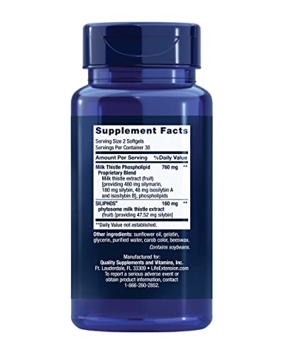 Life Extention Advanced Milk Thistle - Milk Thistle Supplement for Liver Function Support, Kidney Health & Detox - with Silymarin, Silibinins, Isosilybin A,B - Gluten-Free, Non-GMO - 60 Softgels - Sense42 Beauty and Health