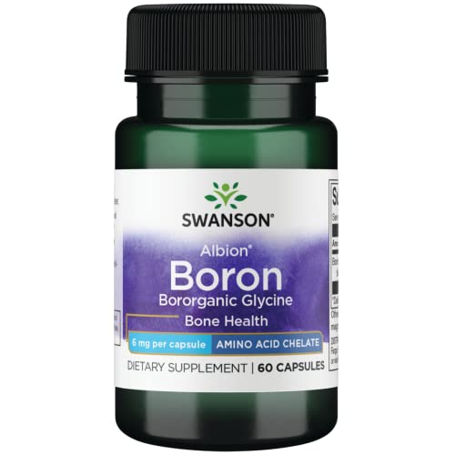 Swanson Boron from Albion - Boroganic Glycine Supplement Supporting Joint Health & Bone Health - High Absorption Formula May Support Overall Balance - (60 Capsules, 6mg Each)