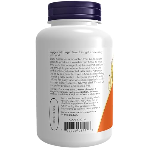 Now Foods Double Strength Black Currant Oil Dietary Supplement, 1000 mg, 100 Softgels - Sense42 Beauty and Health