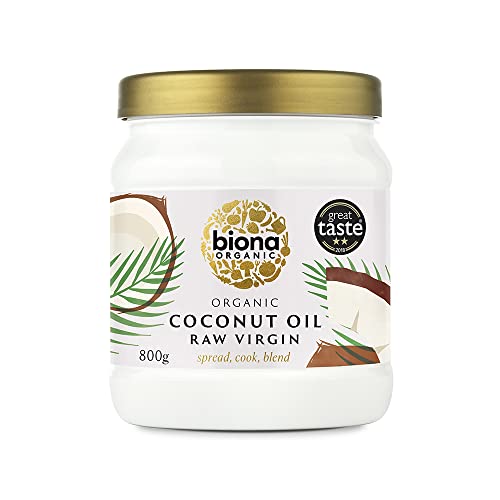 Biona Organic Raw Virgin Coconut Oil, 800g - Made from Certified Organic Cold Pressed Virgin Coconut Oil - For Spreads, Butter Alternatives & Cooking - Dairy Free & Vegan