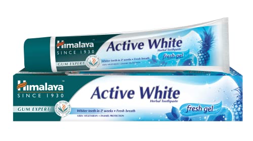 Himalaya Active White Fresh Gel Herbal Toothpaste, Teeth Whiter, Long-Lasting Fresh Breath, 75 ml