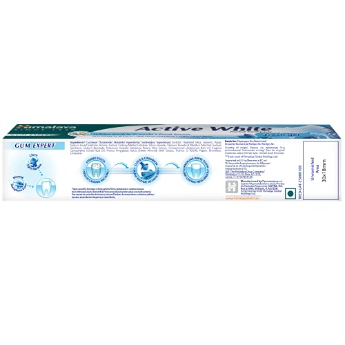 Himalaya Active White Fresh Gel Herbal Toothpaste, Teeth Whiter, Long-Lasting Fresh Breath, 75 ml