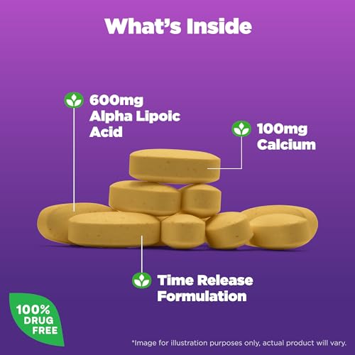 Natrol Alpha Lipoic Acid Time Release Tablets, Antioxidant Protection, ALA, Helps Protect Against Cellular Oxidation and Age-Related Damage, Whole Body Cell Rejuvenation, 600mg, 45 Count
