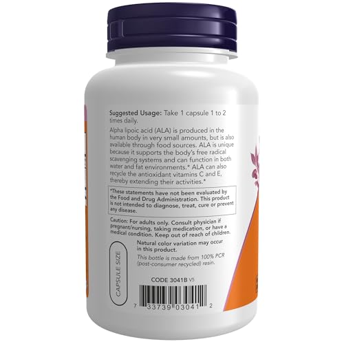 NOW Supplements, Alpha Lipoic Acid 100 mg with Vitamins C & E, Free Radical Scavenger*, 120 Veg Capsules