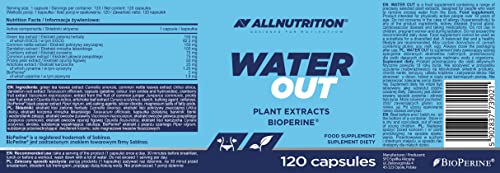 ALLNUTRITION Water Out Food Supplement to Remove Excess Water - Natural detoxification and Weight Loss with Plant extracts Bioperine 120 Capsules
