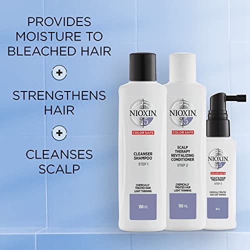 Nioxin 3 Part System No.5 Gift Set 3 Pieces - Chemically Treated Hair with Light Thinning (1 x 150ml Cleanser Shampoo 1 x 150ml Scalp Therapy Revitalising Conditioner 1 x 50ml Scalp and Hair Treatment) - Sense42 Beauty and Health