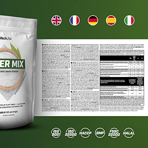 BioTechUSA Fiber Mix, Drink Powder with Different Types of Plant fibers, 225 g, Unflavored