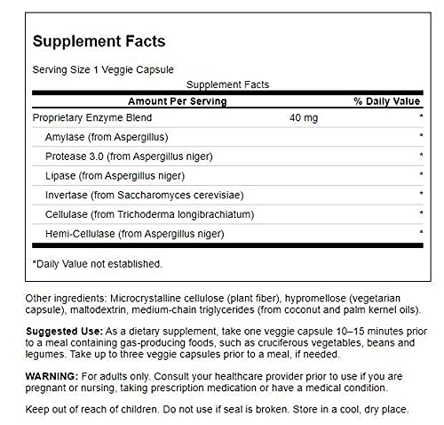 Swanson Anti-Gas Enzyme 123 Milligrams 90 Veg Capsules