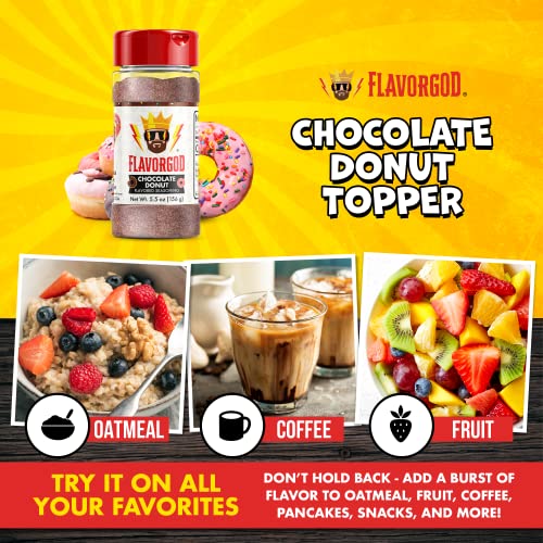 Chocolate Donut Topper Seasoning Mix by Flavor God - Premium All Natural & Healthy Spice Blend for Ice Cream, Donuts, Coffee, Cookies & Snacks - Kosher, Low Sodium, Dairy-Free & Gluten-Free - Sense42 Beauty and Health