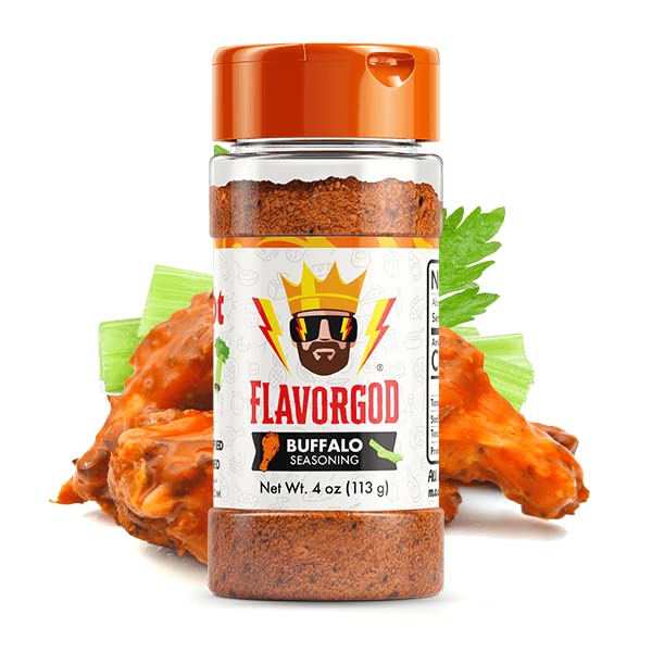 Buffalo Seasoning Mix by Flavor God - Premium All Natural & Healthy Spice Blend for Grilling Chicken, Beef, Seafood, Vegetables, Hot Wings, French Fries & Cauliflower - Kosher, Gluten-Free