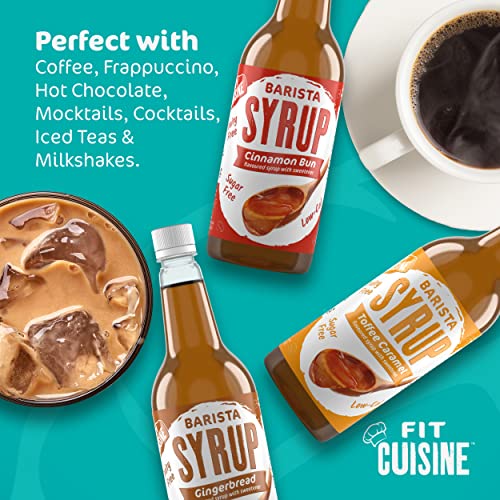 Fit Cuisine Coffee Syrups - Barista Syrup for Coffee Drinks, Coffee Flavours, Low Calorie, Sugar Free (Caramel Biscuit Syrup), 1 l (Pack of 1), 1000.0 milliliters
