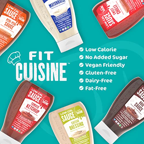 Fit Cuisine Low-Cal Sauce 425ml - Low Calorie, Gluten Free, No Added Sugar, 0 Fat, Keto, Vegan. for Dipping, Dressing, Cooking, Marinading. Gym & Fitness, Weight Loss, LowCarb Diet (Sweet Chilli)
