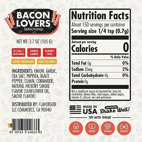 Flavor God Seasoning, 156 g, Bacon Lovers - Sense42 Beauty and Health
