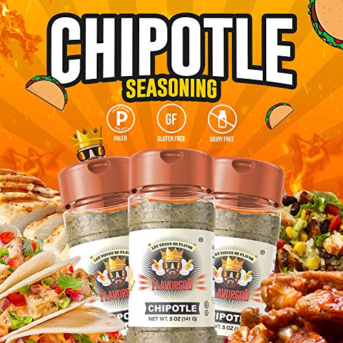 Chipotle Seasoning Mix by Flavor God - Premium All Natural & Healthy Spice Blend for Grilling Chicken, Beef, Seafood, Vegetables, Salad, Tacos, Pizza, & Pasta - Kosher, Gluten-Free