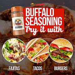 Buffalo Seasoning Mix by Flavor God - Premium All Natural & Healthy Spice Blend for Grilling Chicken, Beef, Seafood, Vegetables, Hot Wings, French Fries & Cauliflower - Kosher, Gluten-Free