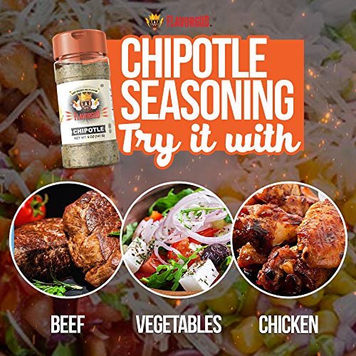 Chipotle Seasoning Mix by Flavor God - Premium All Natural & Healthy Spice Blend for Grilling Chicken, Beef, Seafood, Vegetables, Salad, Tacos, Pizza, & Pasta - Kosher, Gluten-Free