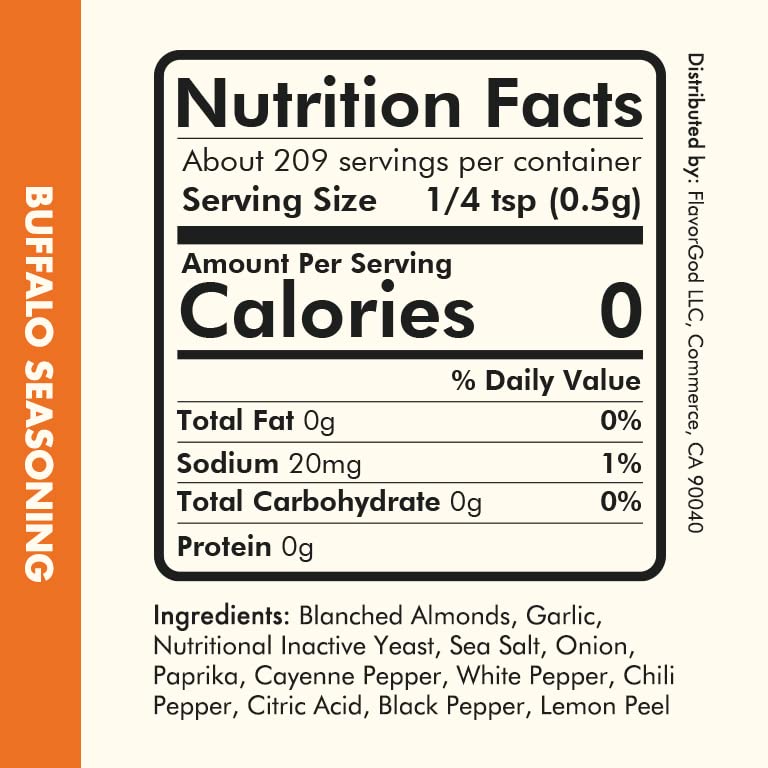 Buffalo Seasoning Mix by Flavor God - Premium All Natural & Healthy Spice Blend for Grilling Chicken, Beef, Seafood, Vegetables, Hot Wings, French Fries & Cauliflower - Kosher, Gluten-Free