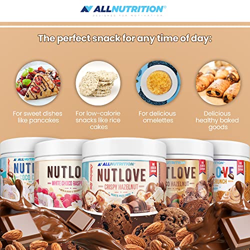ALLNUTRITION Nutlove White Choco Raspberry Chocolate Spread - Sugar Free White Chocolate Spread - White Crunch Spread - Great for Low Calorie Sweets - Healthy Snacks - 500g