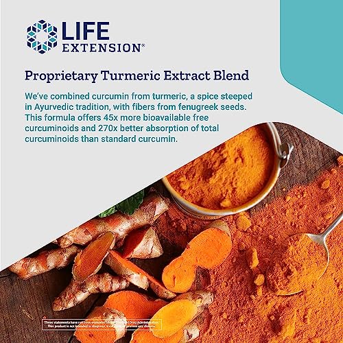 Life Extension Advanced Curcumin Elite Turmeric Extract, Ginger & Turmerones – For Healthy Inflammatory & Immune Response and Cardiovascualr & Brain Health – Gluten-Free, Non-GMO – 30 Softgels