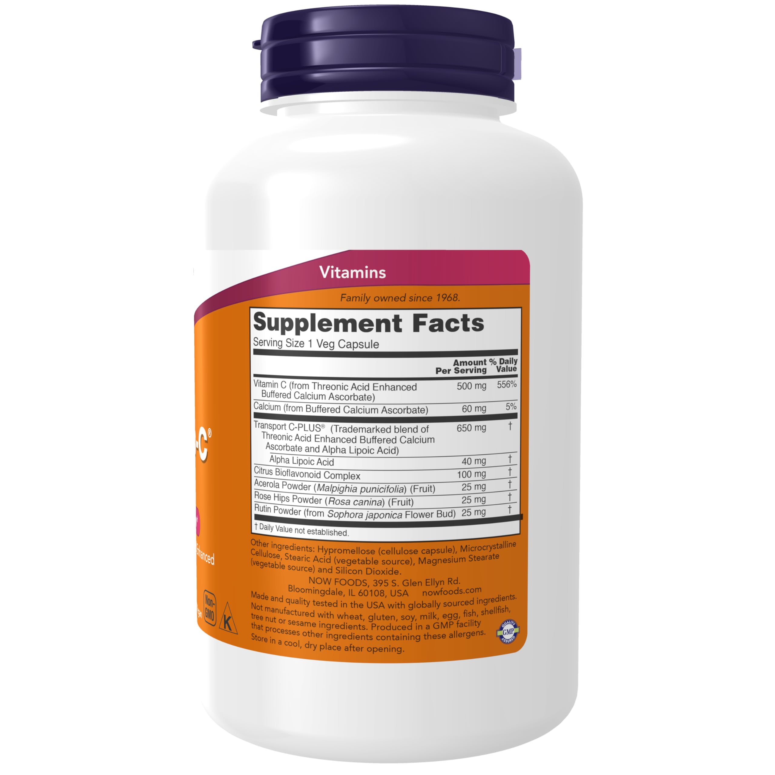 NOW Supplements, AlphaSorb-C™ 500 mg with Threonic Acid & Alpha Lipoic Acid Enhanced, 180 Veg Capsules