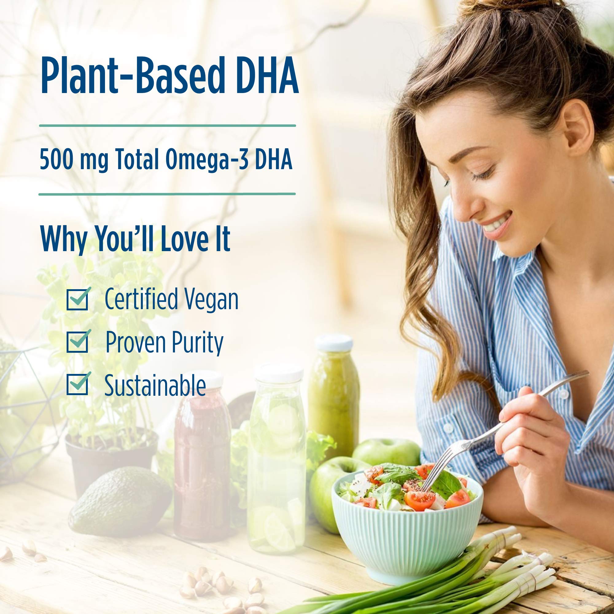 Nordic Naturals Algae DHA - 60 Soft Gels - 500 mg Omega-3 DHA - Certified Vegan Algae Oil - Plant-Based DHA - Brain, Eye & Nervous System Support - Non-GMO - 30 Servings
