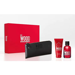 DSquared² Red Wood Gift Set 100ml EDT + 100ml Shower Gel + Purse