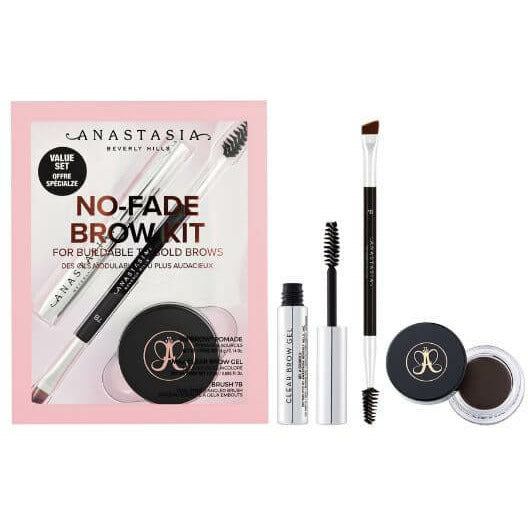 Anastasia Beverly Hills No-Fade Brow Kit 4g Dipbrow Pomade + 2.5ml Mini Clear Brow Gel + Brush