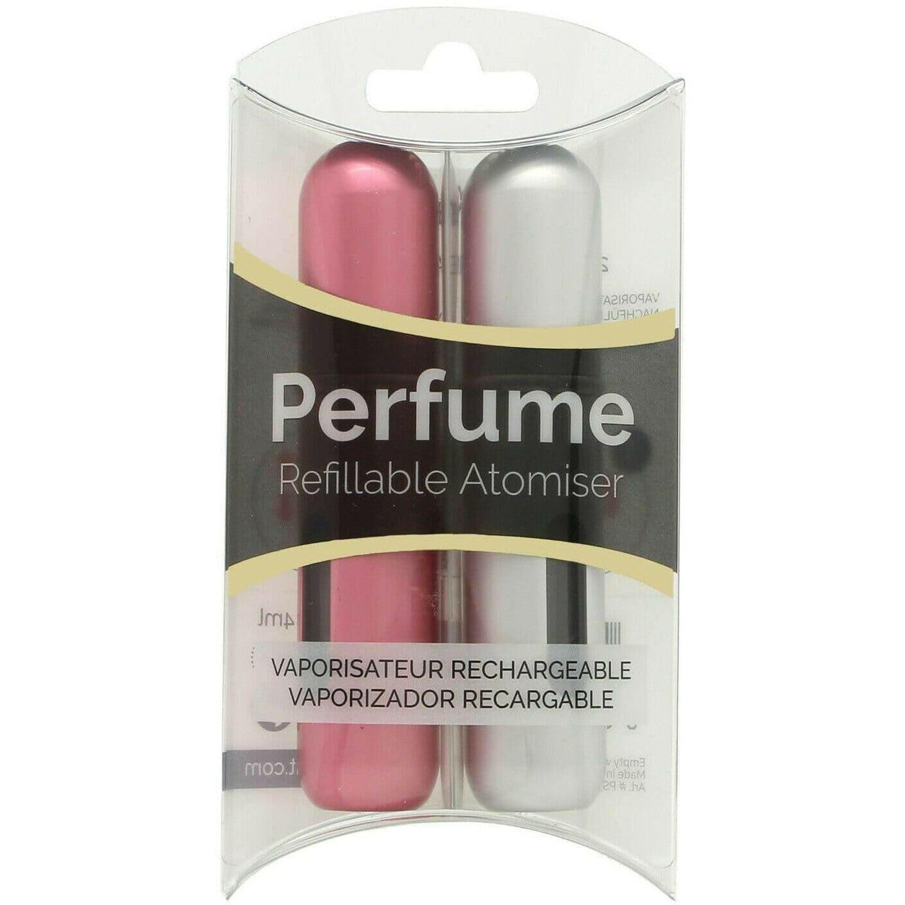 Pressit Refillable Perfume Atomiser Duo Pack - Silver & Pink